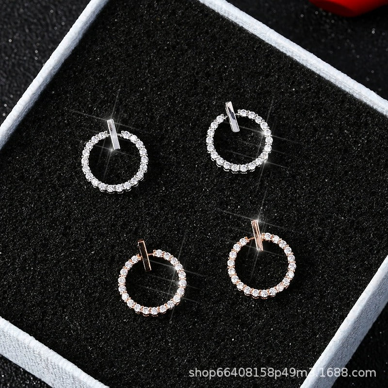 ZVT-168 Circle Zircon Korean Earrings-Golden/Silver