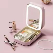 Portable Folding Makeup Mirror Jewellery Box – 3-Color LED Beauty Mirror