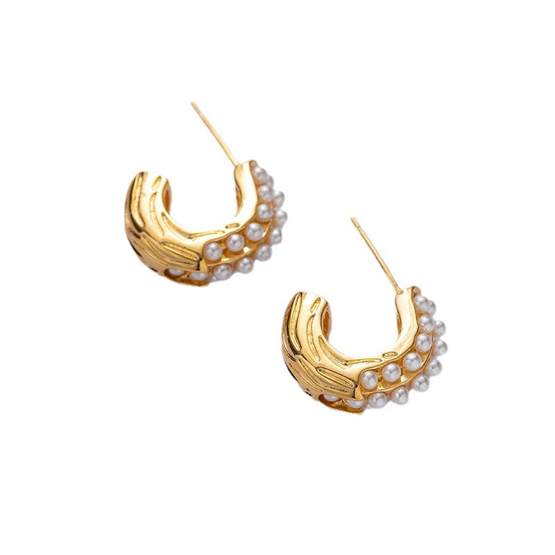 ZJX-169 Pearl Bali – Elegant Korean Style Earrings-Golden/Silver