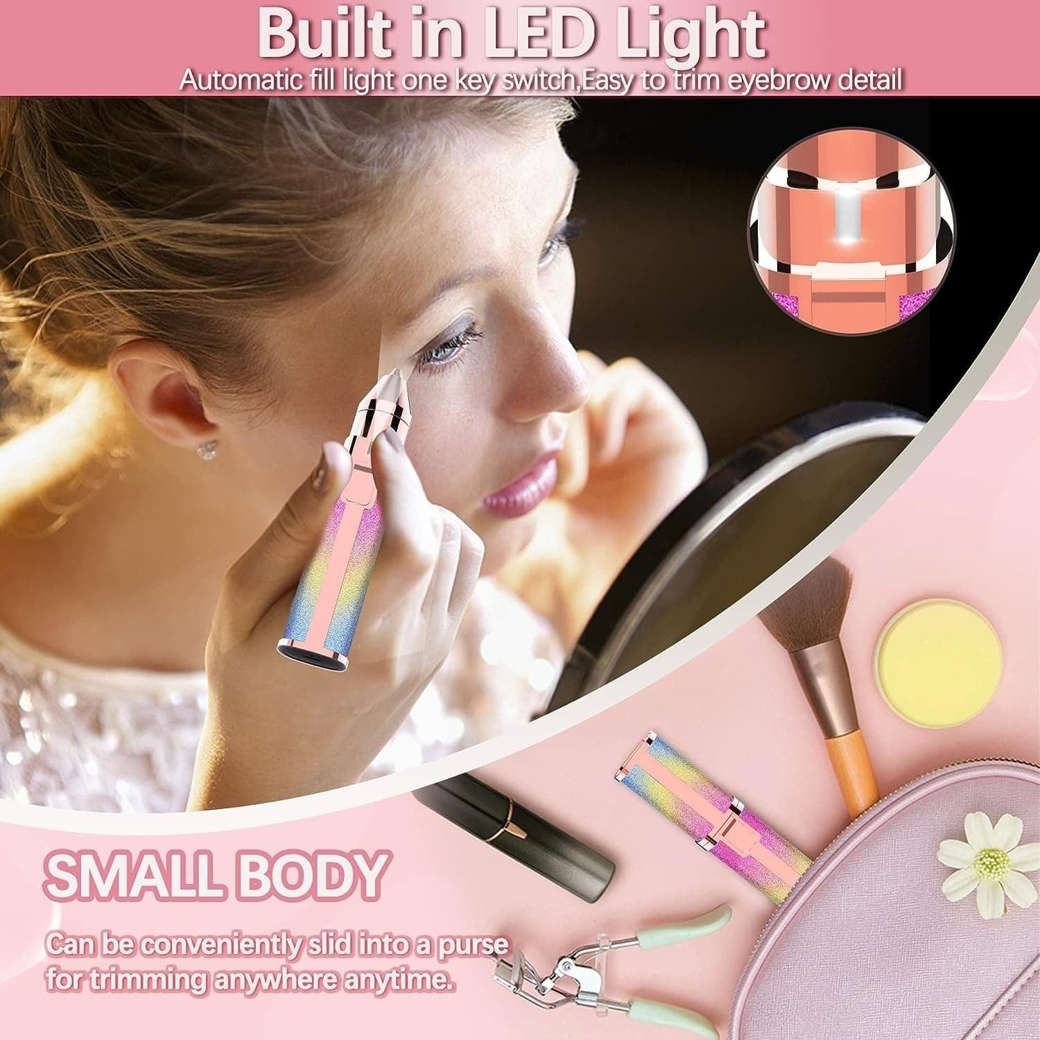Portable Electric Eyebrow Trimmer with LED – Compact Travel Tool