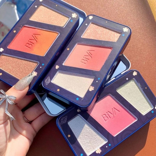 3 in 1 Colors Facial Blush Gradual Powder Blusher