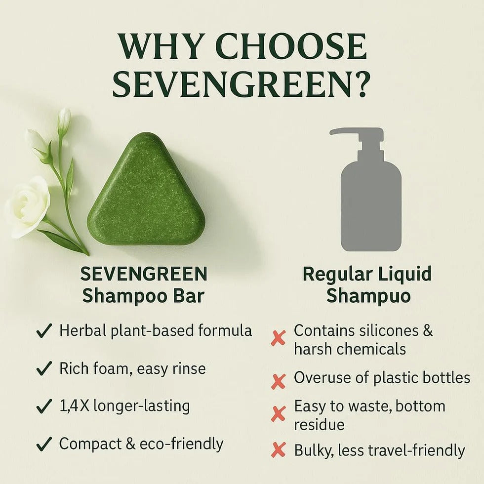 Nature Seven Green Tea Cas Bar Featuring Platycladus Orientalis Leaf And Wusiman Grass Extract Hair Care Shampoo Soap (50gram)