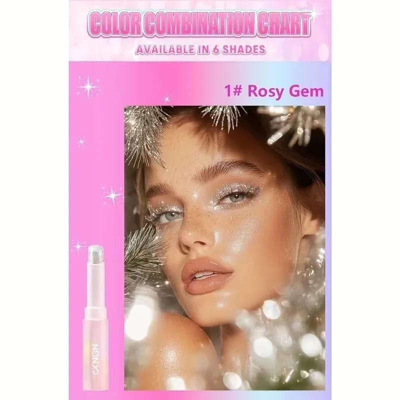 Multipurpose Jelly Highlighter Stick – Creamy Glitter Eyeshadow, Lip Balm & Face Highlighter