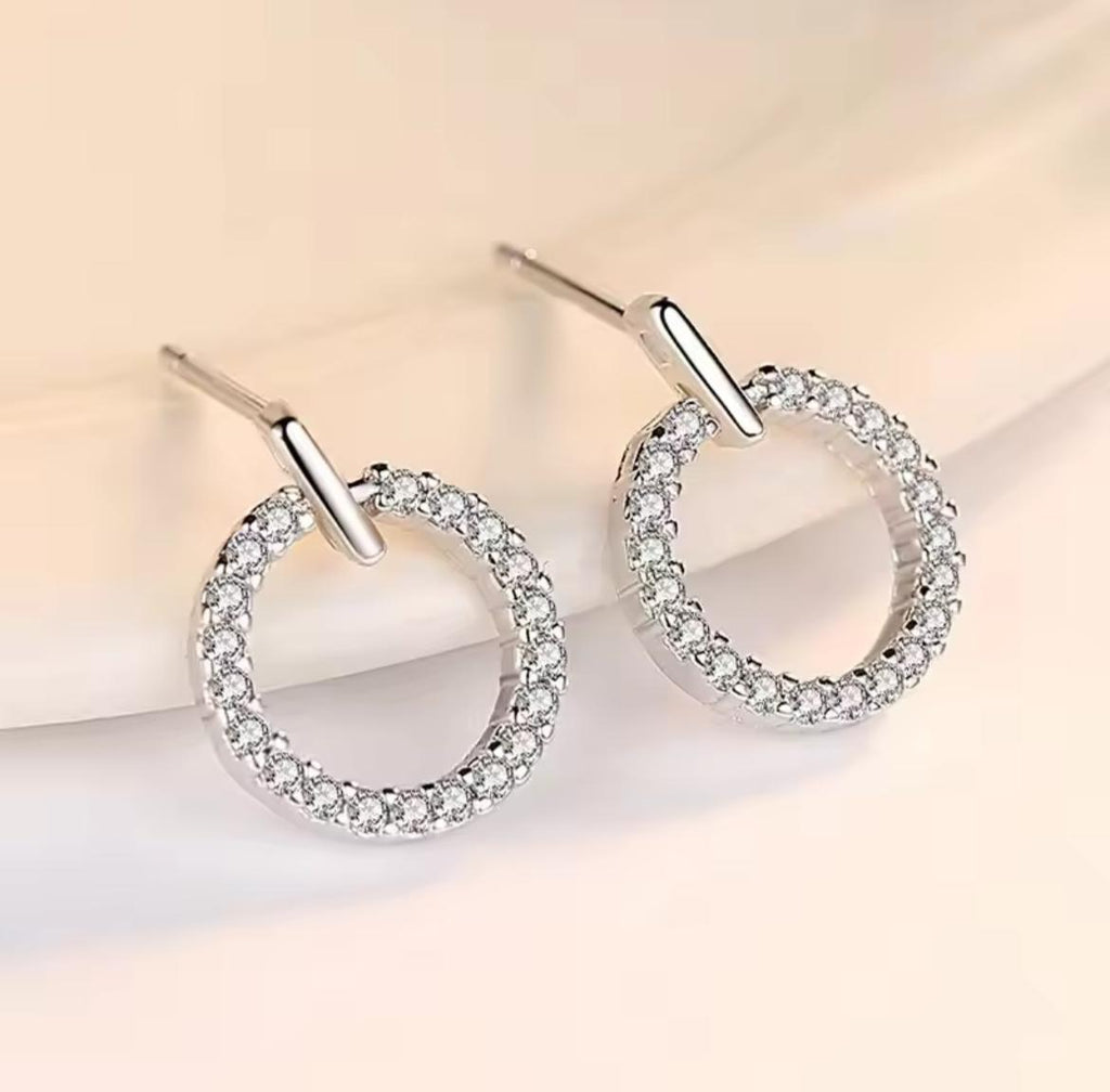 ZVT-168 Circle Zircon Korean Earrings-Golden/Silver