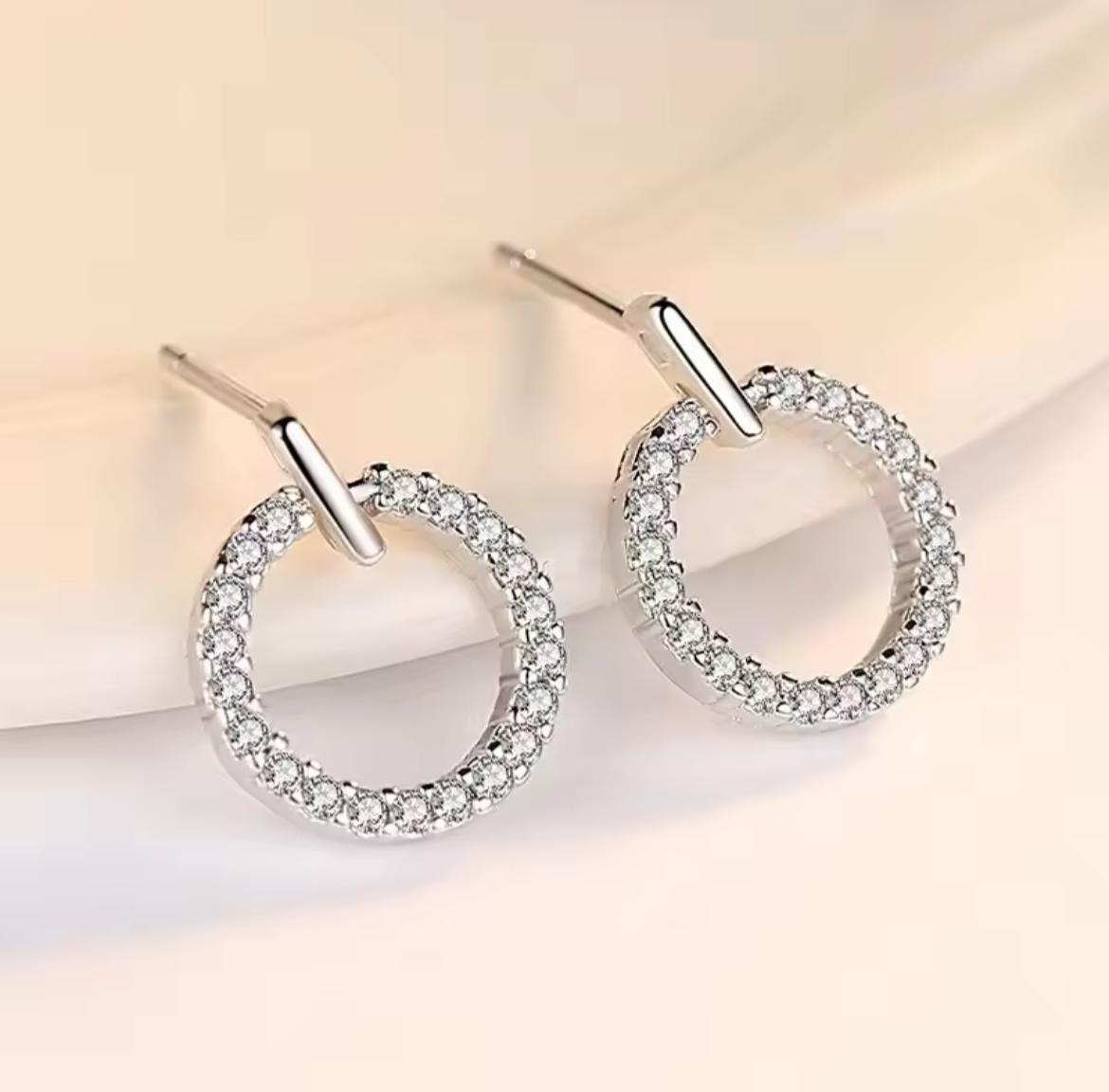 ZVT-168 Circle Zircon Korean Earrings-Golden/Silver