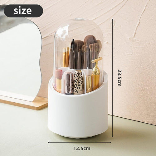360° Rotating Makeup Organizer – Brush & Cosmetic Storage Box