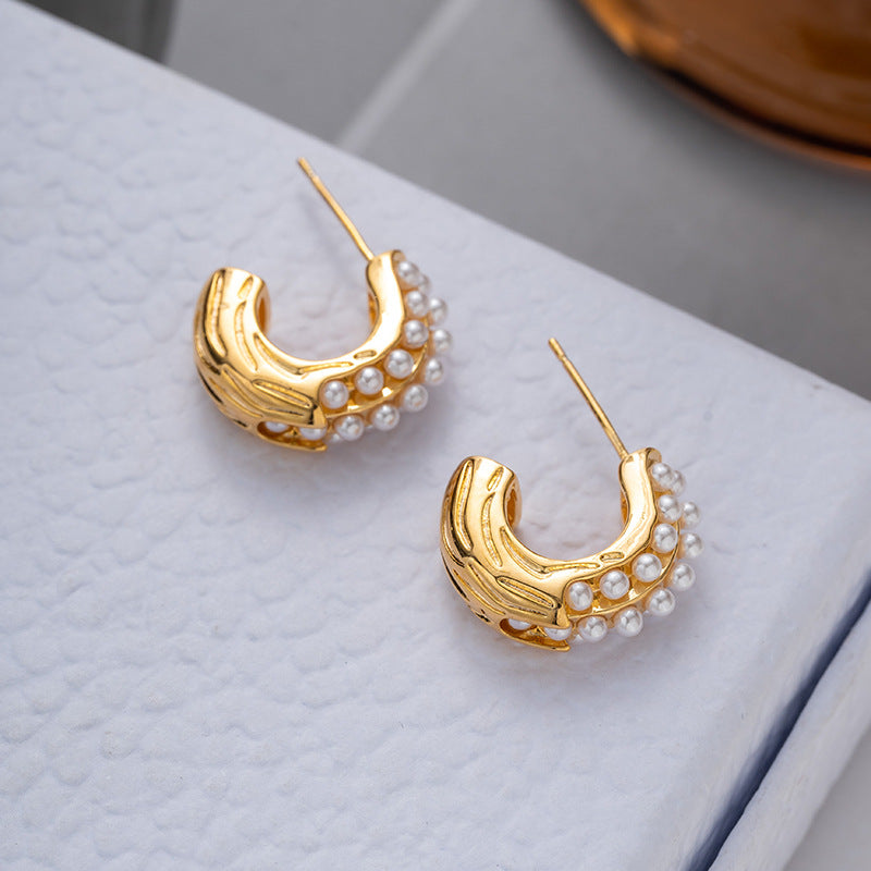 ZJX-169 Pearl Bali – Elegant Korean Style Earrings-Golden/Silver