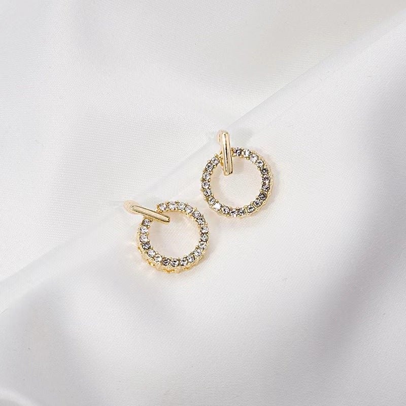 ZVT-168 Circle Zircon Korean Earrings-Golden/Silver