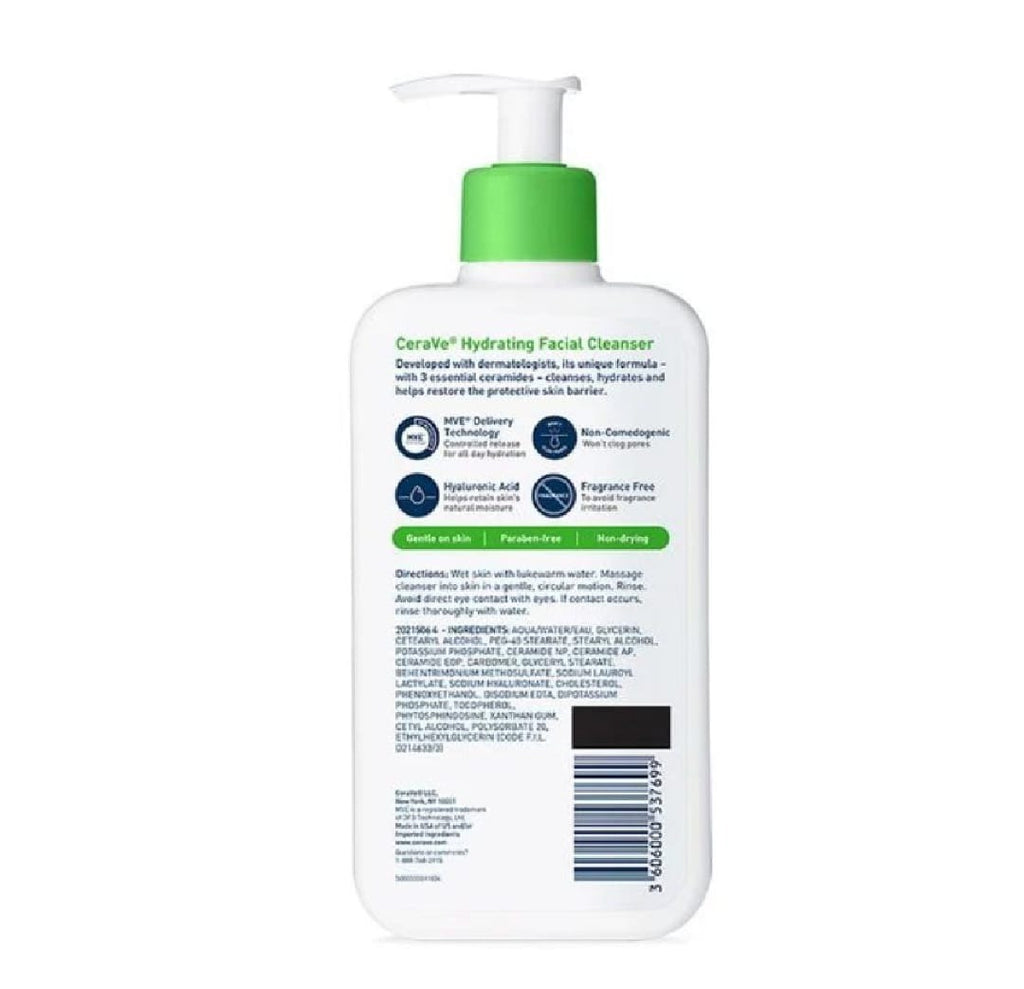 Cerave Hydrating Facial Cleanser 237ml – Gentle Moisturizing Face Wash