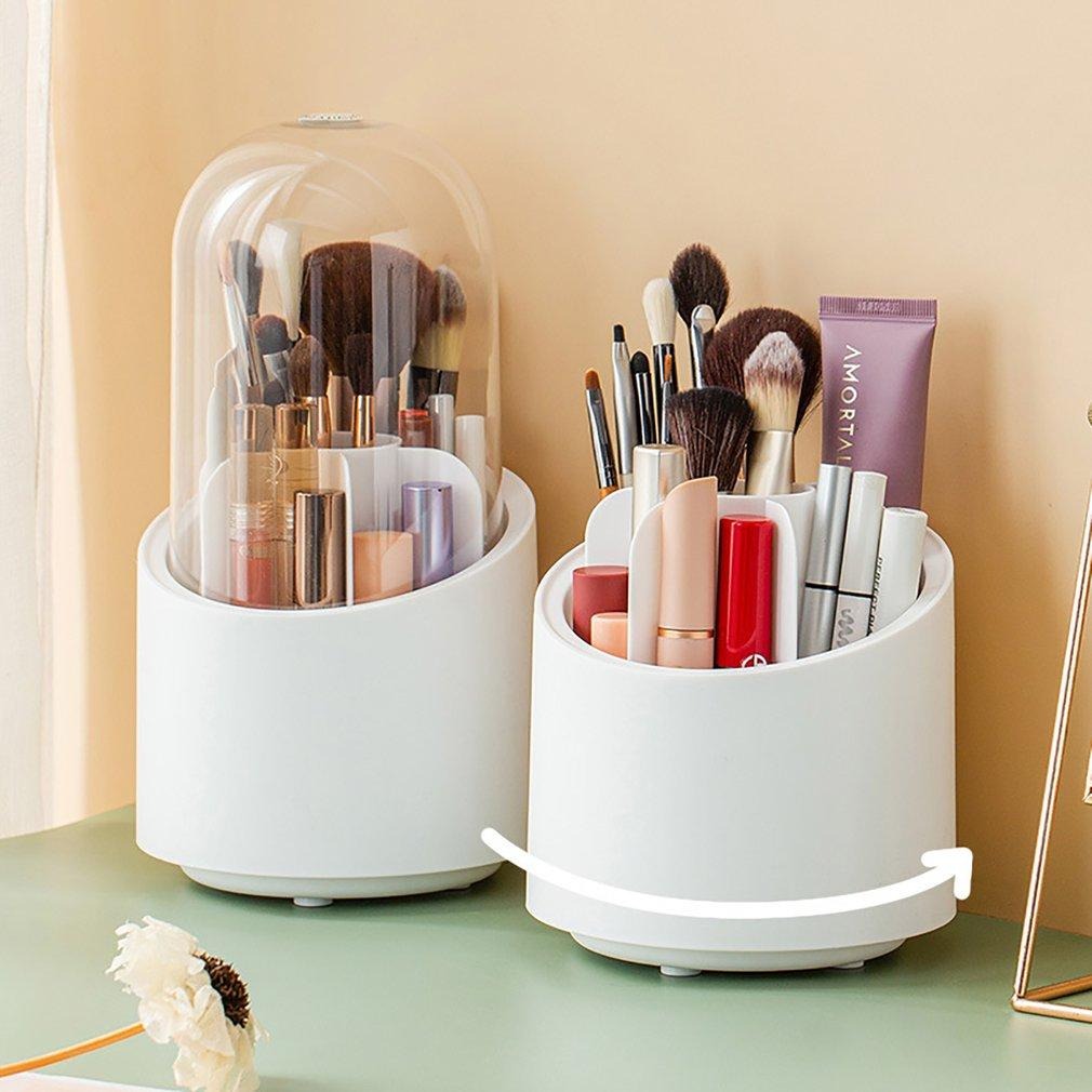 360° Rotating Makeup Organizer – Brush & Cosmetic Storage Box