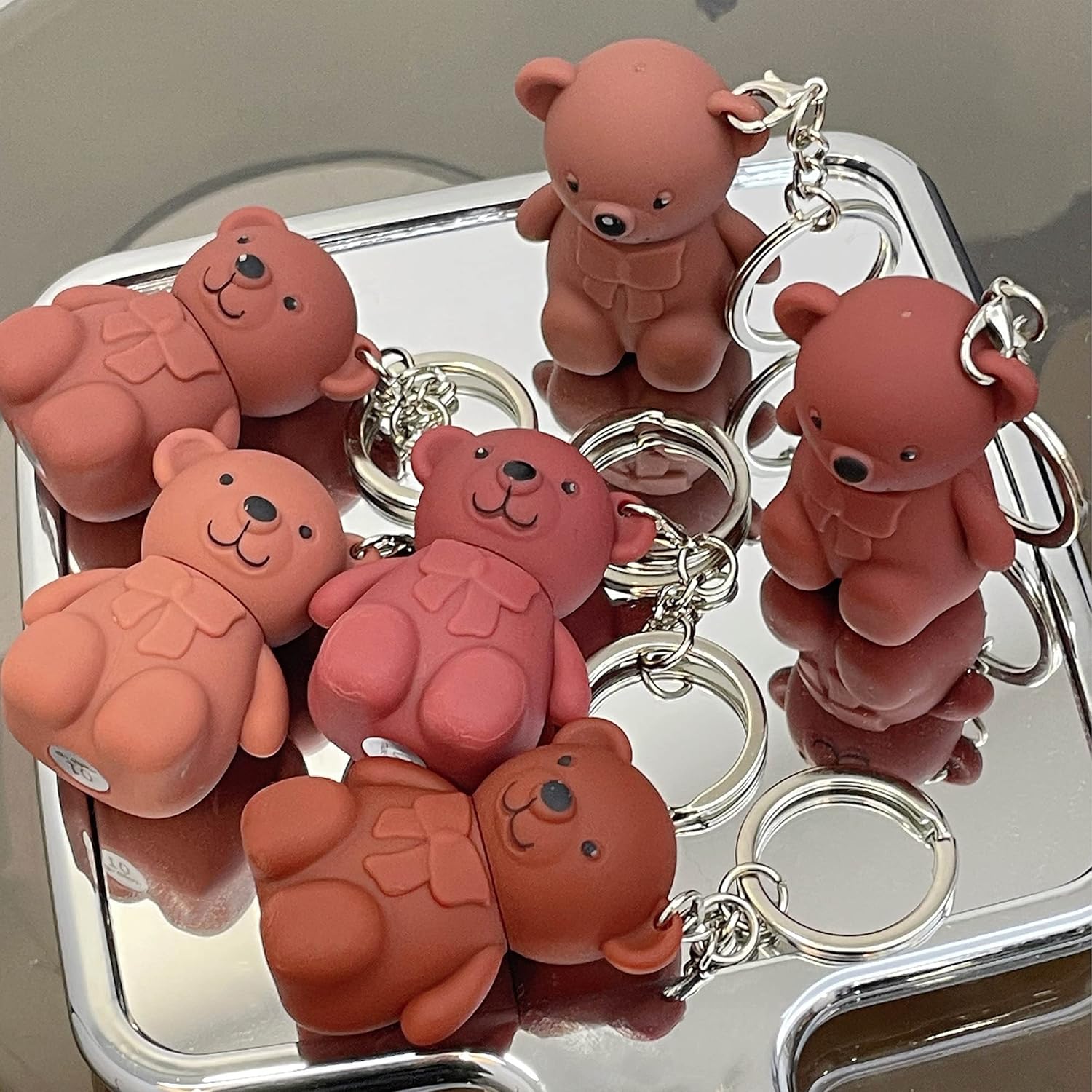 6-Piece Cute Bear Keychain Liquid Lipstick Set
