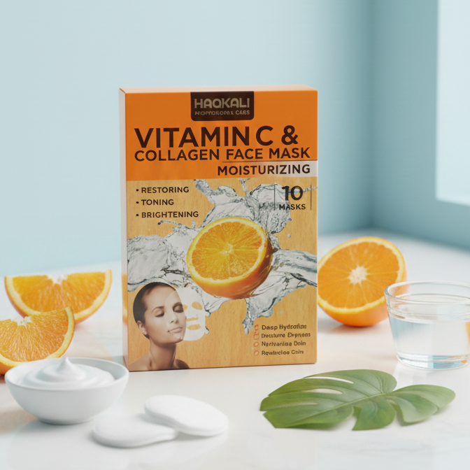 HAQKALI Professional Care Vitamin C & Collagen Moisturizing Face Mask (pack of 10)