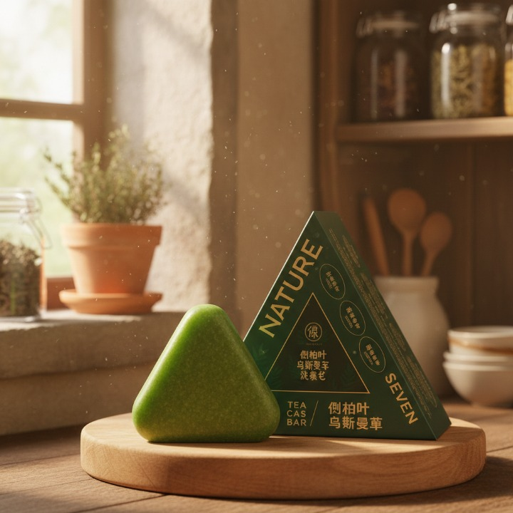 Nature Seven Green Tea Cas Bar Featuring Platycladus Orientalis Leaf And Wusiman Grass Extract Hair Care Shampoo Soap (50gram)