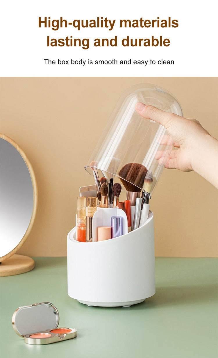 360° Rotating Makeup Organizer – Brush & Cosmetic Storage Box