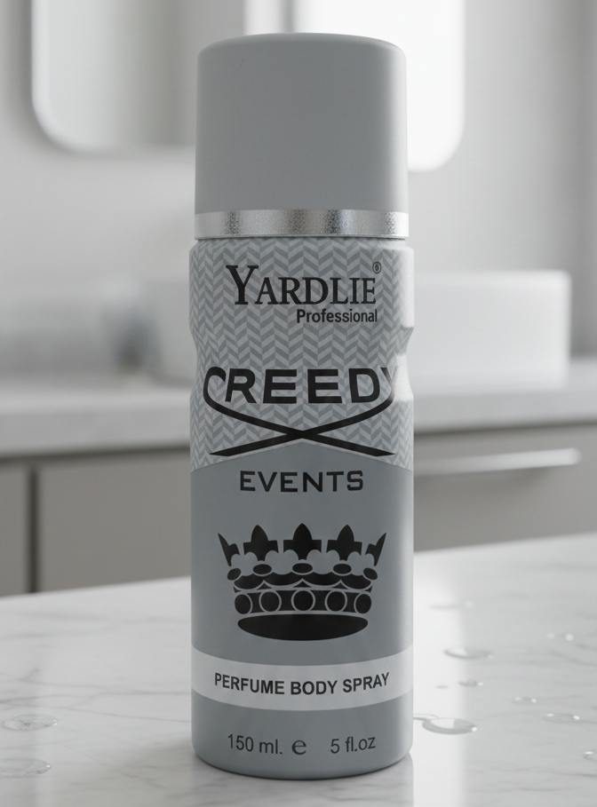 Yardlie Professional CREEDY EVENTS Perfume Body Spray (150ml): Elite, Aromatic Fougere Deodorant for Men