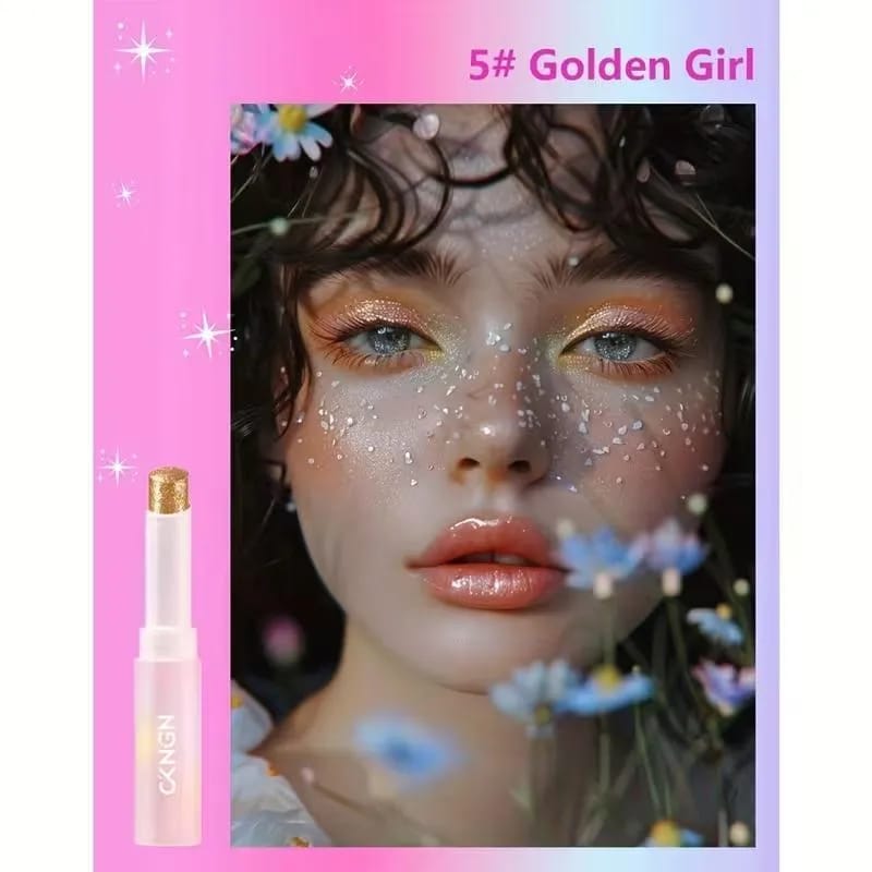 Multipurpose Jelly Highlighter Stick – Creamy Glitter Eyeshadow, Lip Balm & Face Highlighter