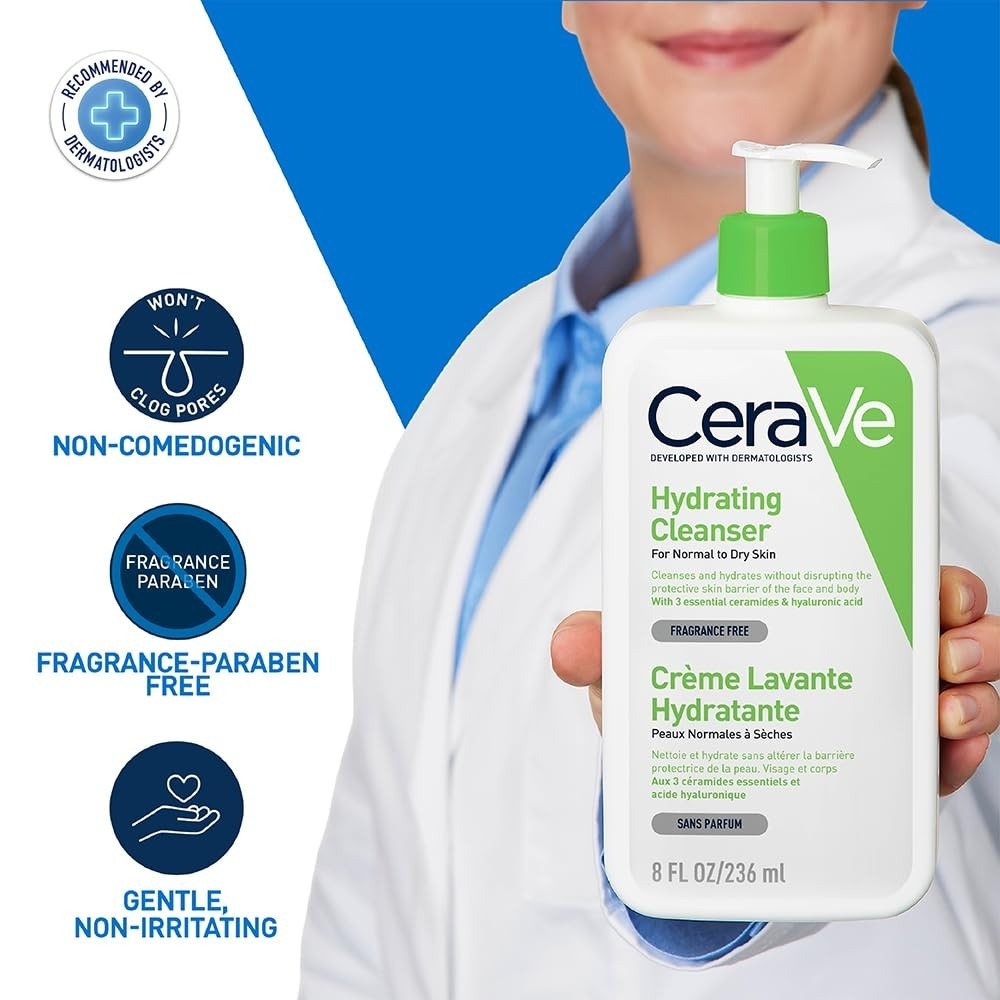 Cerave Hydrating Facial Cleanser 237ml – Gentle Moisturizing Face Wash
