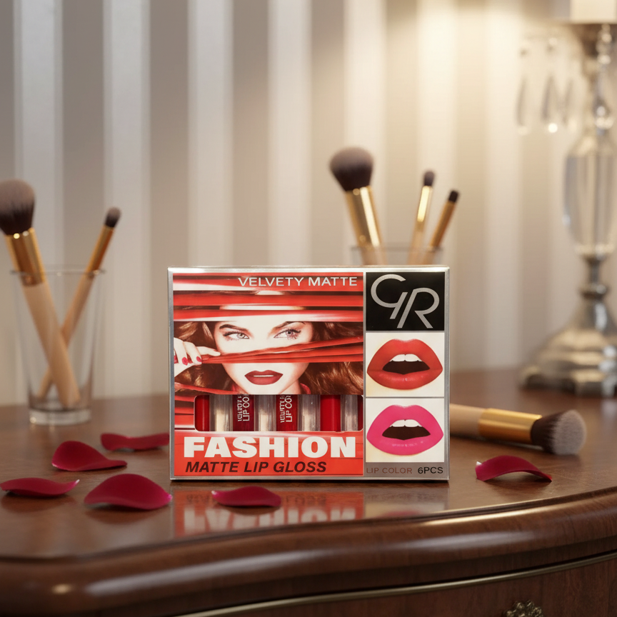 6 Pcs Lip Gloss Set – Liquid Formula with Shades of Red