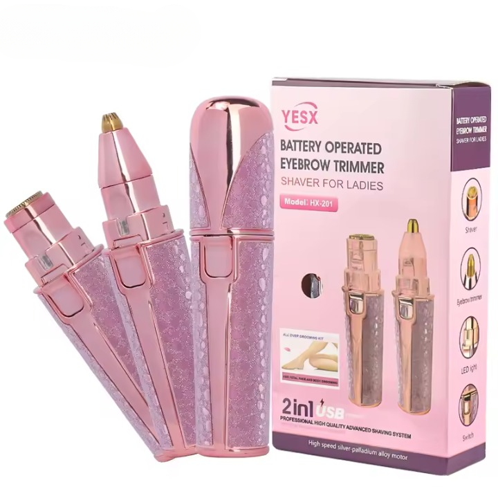 YESX HX-201 2-in-1 Eyebrow & Facial Hair Trimmer – Portable Battery Tool