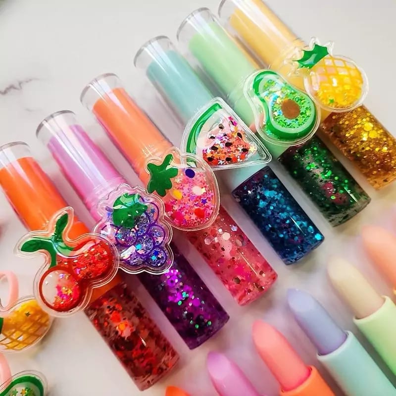 2 In 1 Flavored Fruit Lip Balm Plus Lip Oil Providing Nourishing Care Smooth Application Everyday Lip Care