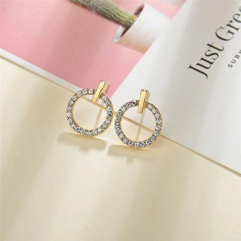 ZVT-168 Circle Zircon Korean Earrings-Golden/Silver