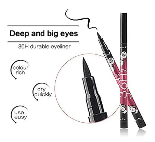 (Pack of 06) YANQINA 36H Precision Liquid Waterproof Eyeliner Pencil