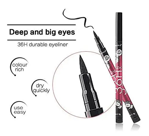 (Pack of 06) YANQINA 36H Precision Liquid Waterproof Eyeliner Pencil