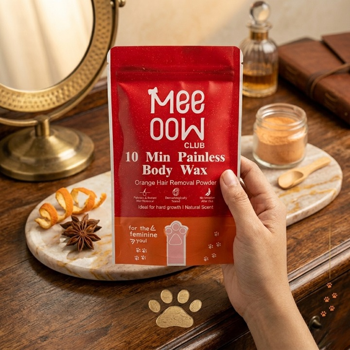 Meow Club Painless Wax Powder – Orange Organic Hair Removal for Women