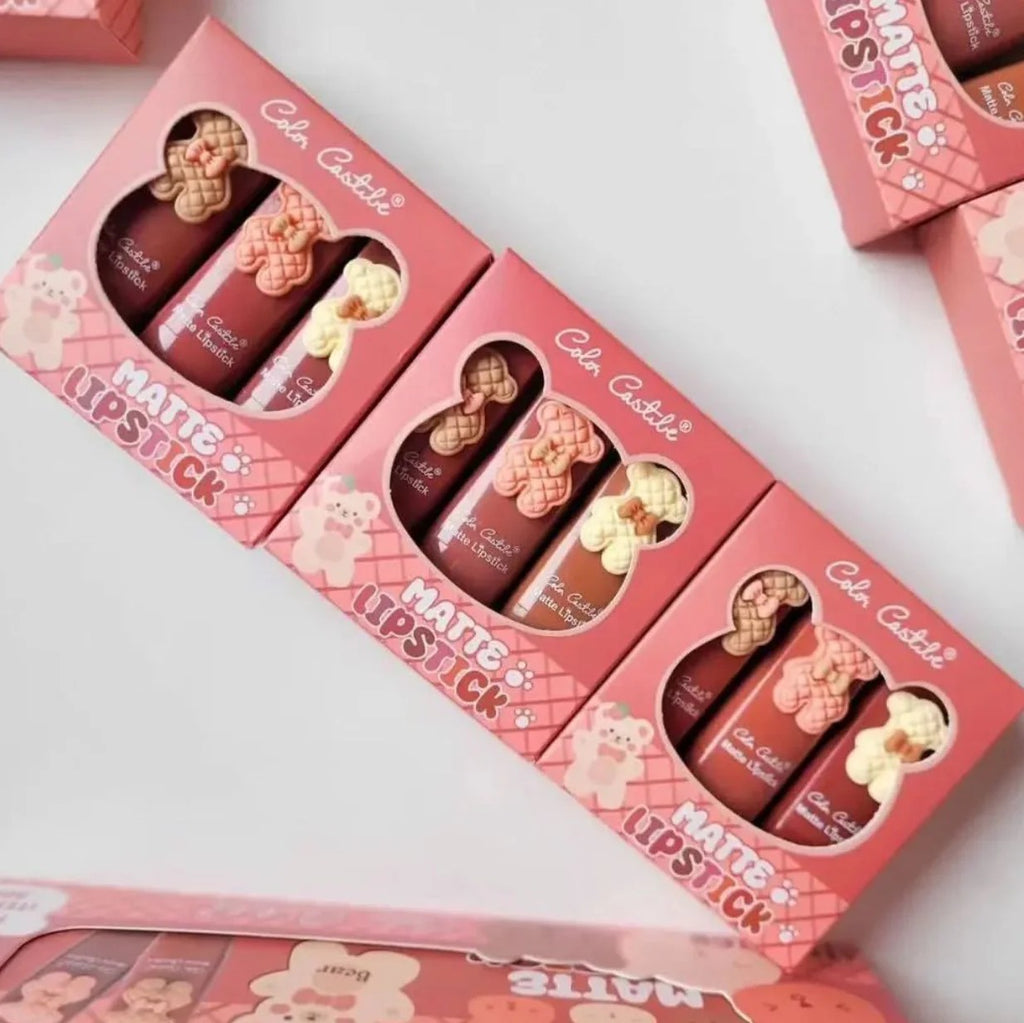 Color Castile Pack of 3 Bear Shape Matte Lipsticks